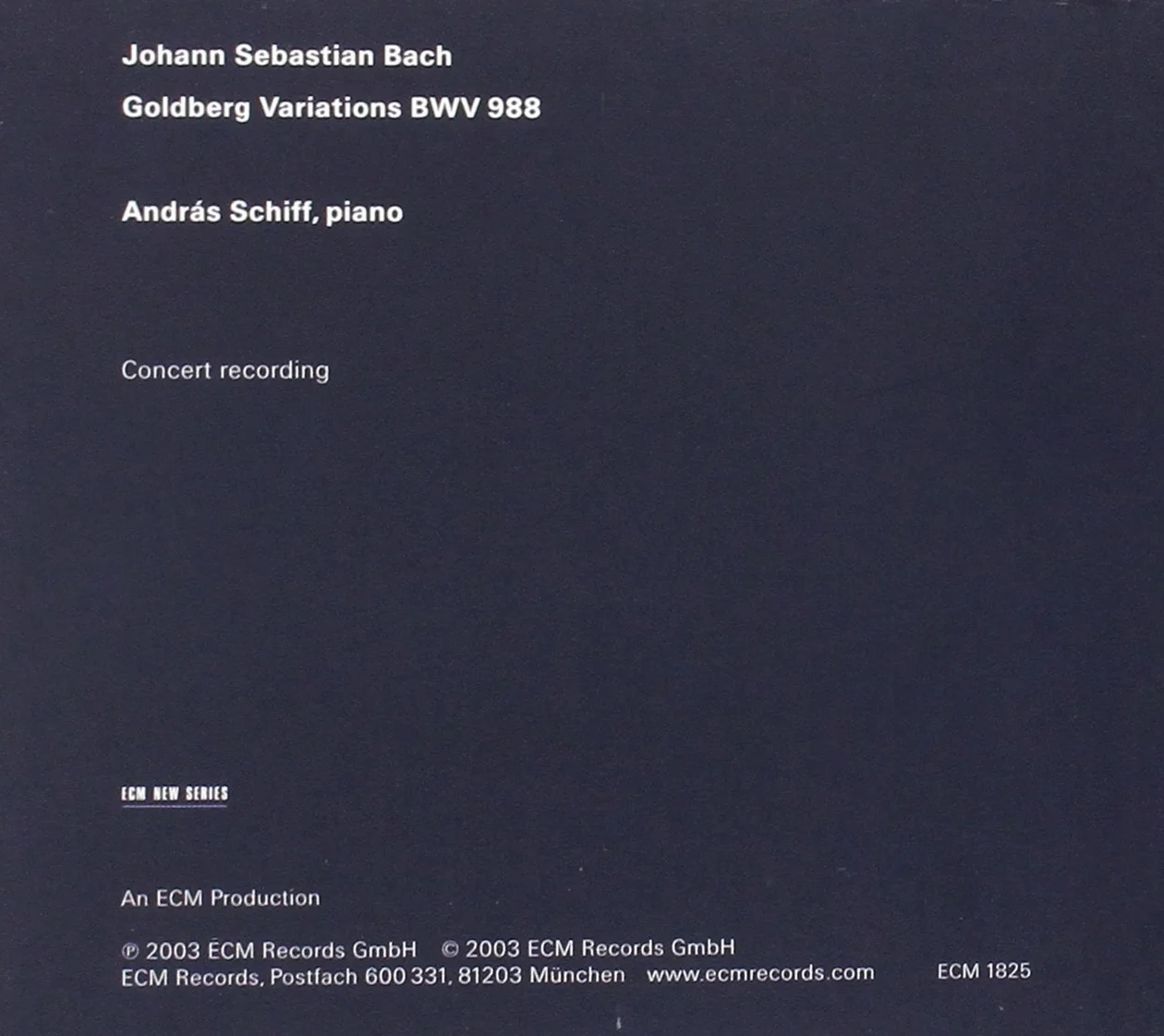 J.S. Bach: Goldberg Variations