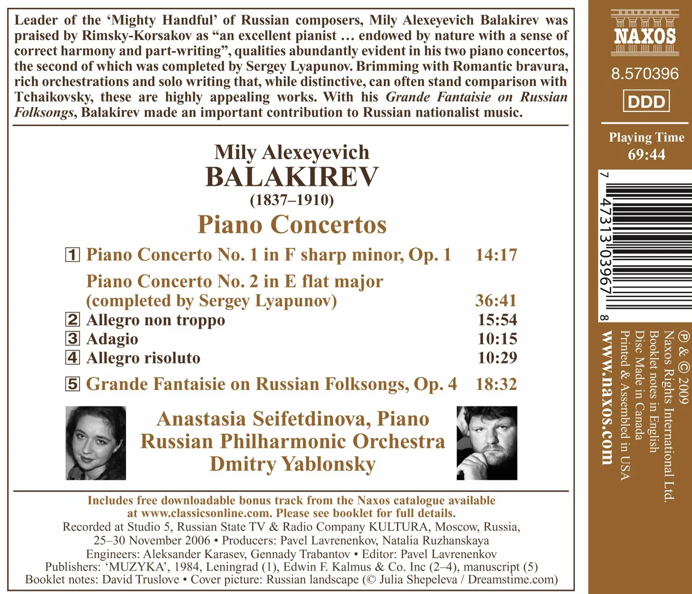 Balakirev : Concertos pour piano - Grande Fantaisie