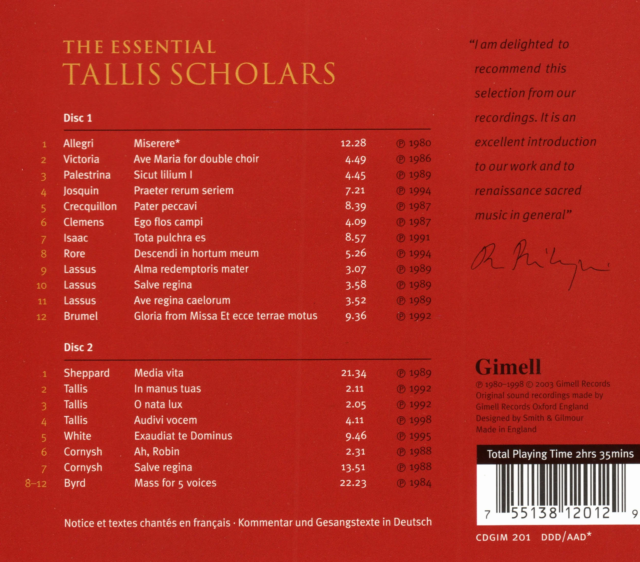 The Essential Tallis Scholars : L'Essentiel des Tallis Scholars