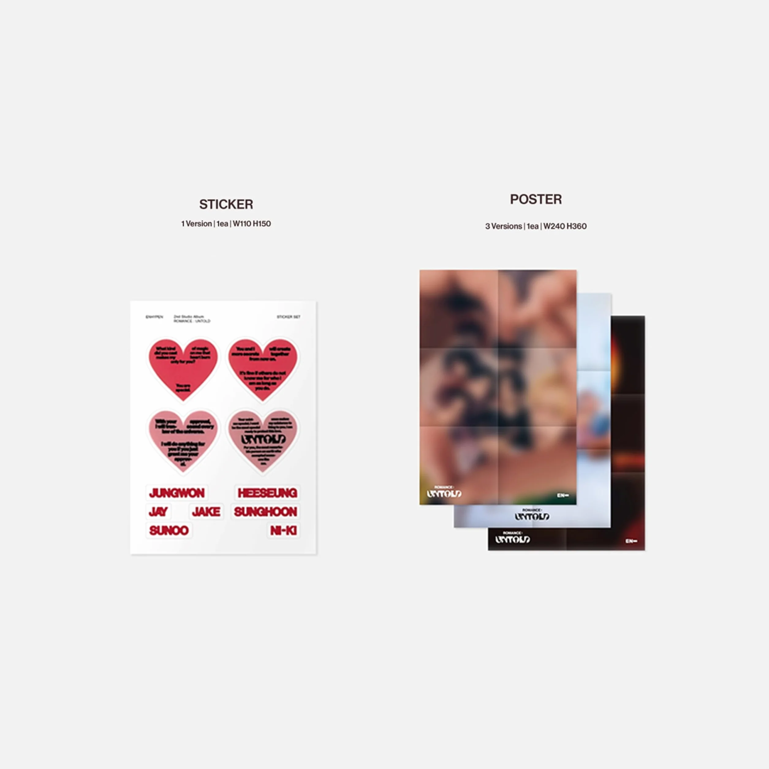 ENHYPEN - 2nd full album [ROMANCE : UNTOLD] (CONCESSIO ver.) Photo Paper RIngs R + 2 Pin Badges + 4 Extra Photocards