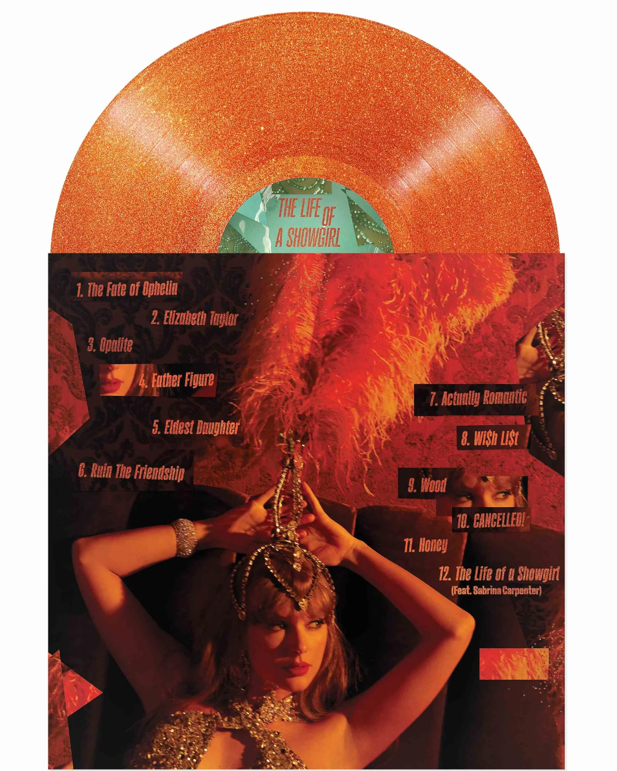 THE LIFE OF A SHOWGIRL Vinilo Naranja Translúcido Purpurina Dorada