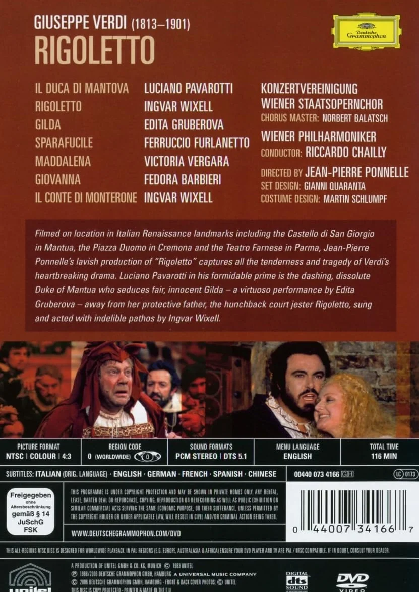 Verdi - Rigoletto (Wixell - Pavarotti - Gruberova) [Alemania] [DVD]
