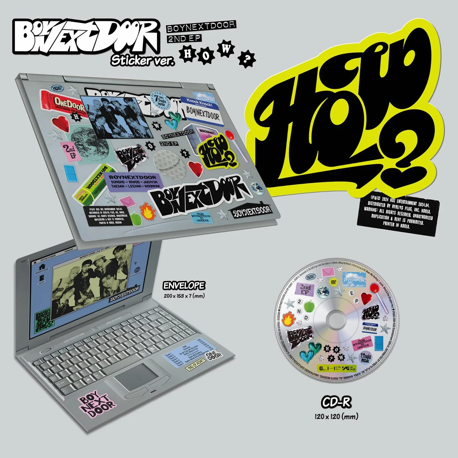 BOYNEXTDOOR - 2nd EP [HOW?] (Sticker Ver.) Sticker R + Polaroid + Photocard + Door Hanger + 3 Extra Photocards