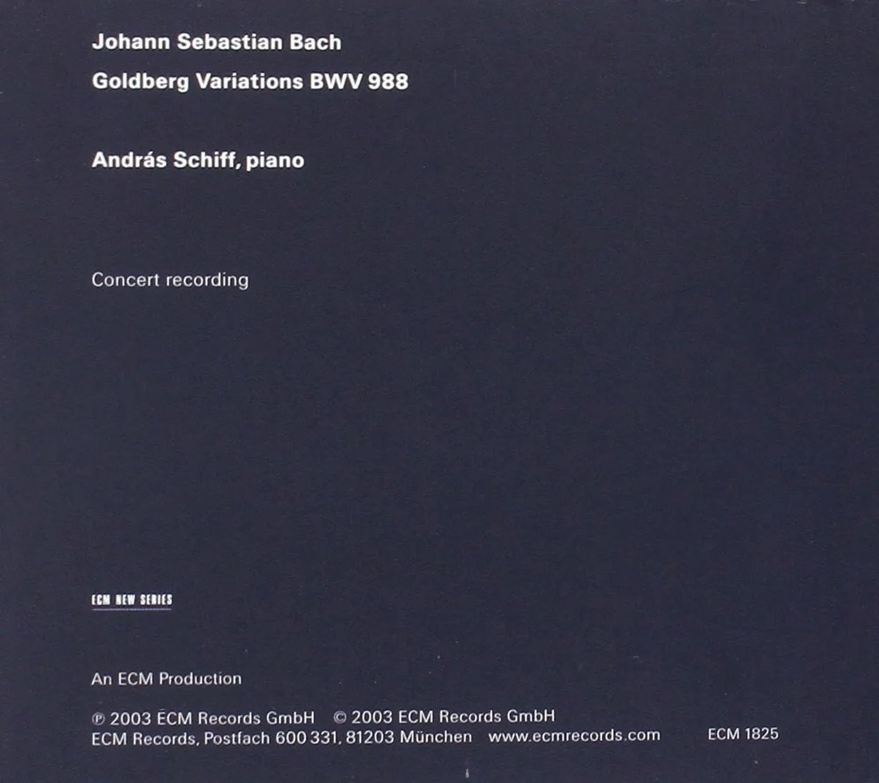 J.S. Bach: Goldberg Variations