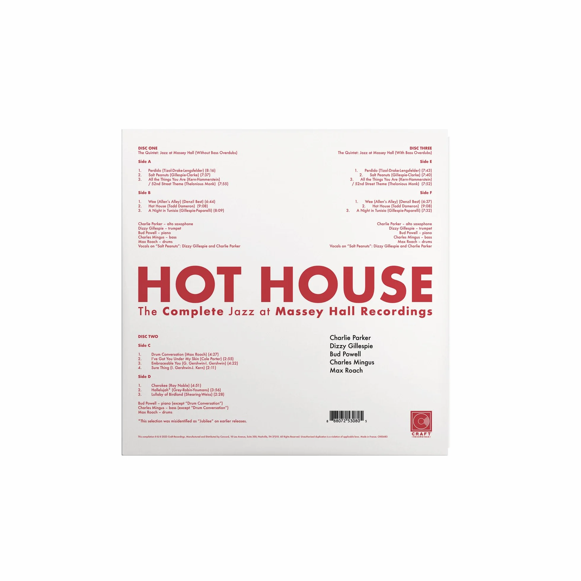 Hot House: The Complete Jazz At Massey Hall Recordings 2023