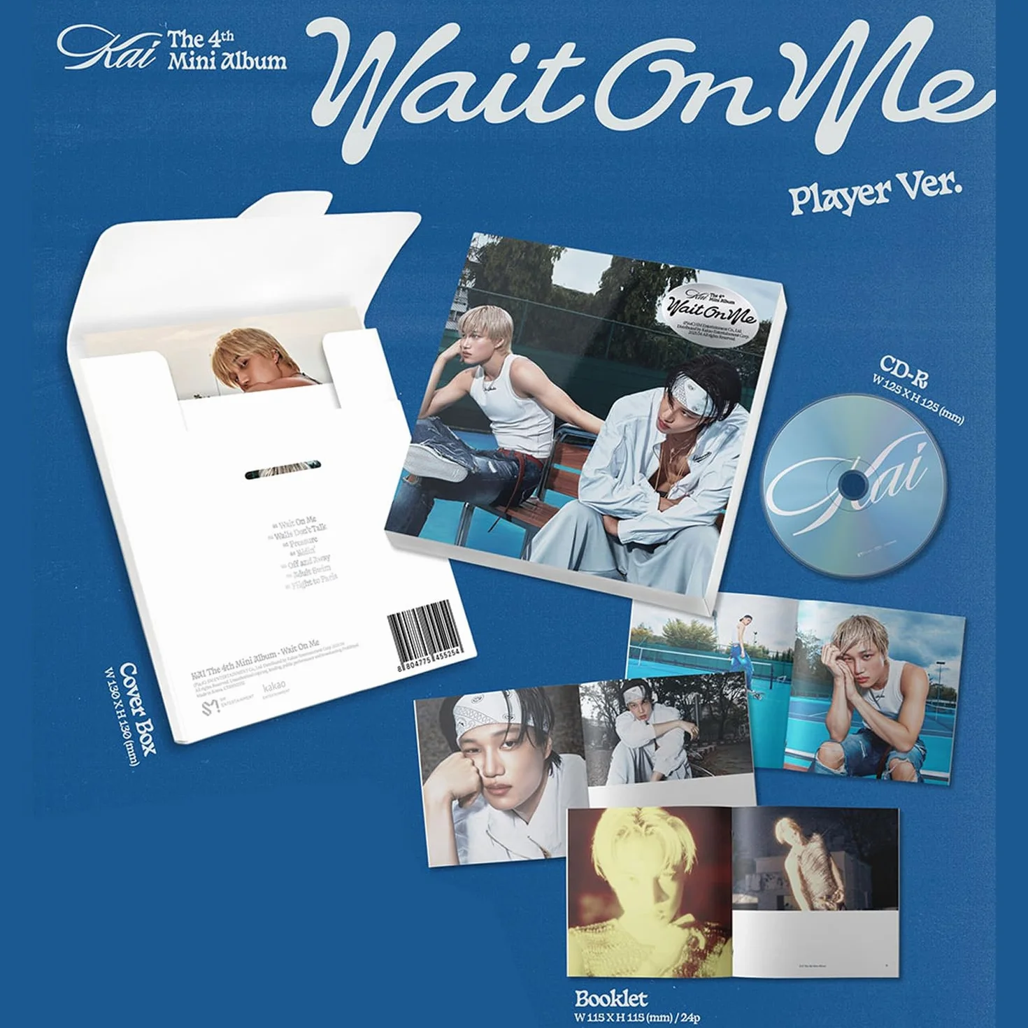KAI - The 4th Mini Album [Wait On Me] (Player Ver.) Cover Box R let + Photocard + Image Card + 2 Extra Photocards