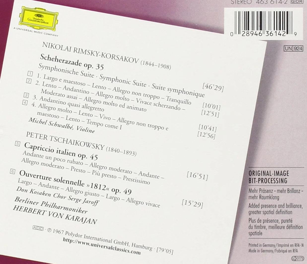 Rimsky-Korsakov: Scheherazade / Tchaikovsky: Capriccio; Overture "1812"
