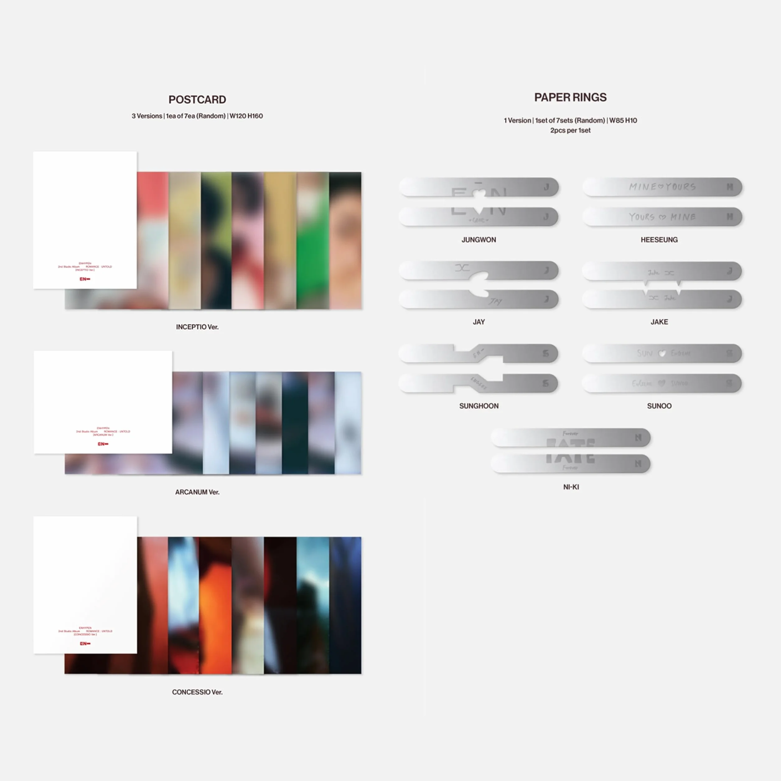 ENHYPEN - 2nd full album [ROMANCE : UNTOLD] (CONCESSIO ver.) Photo Paper RIngs R + 2 Pin Badges + 4 Extra Photocards