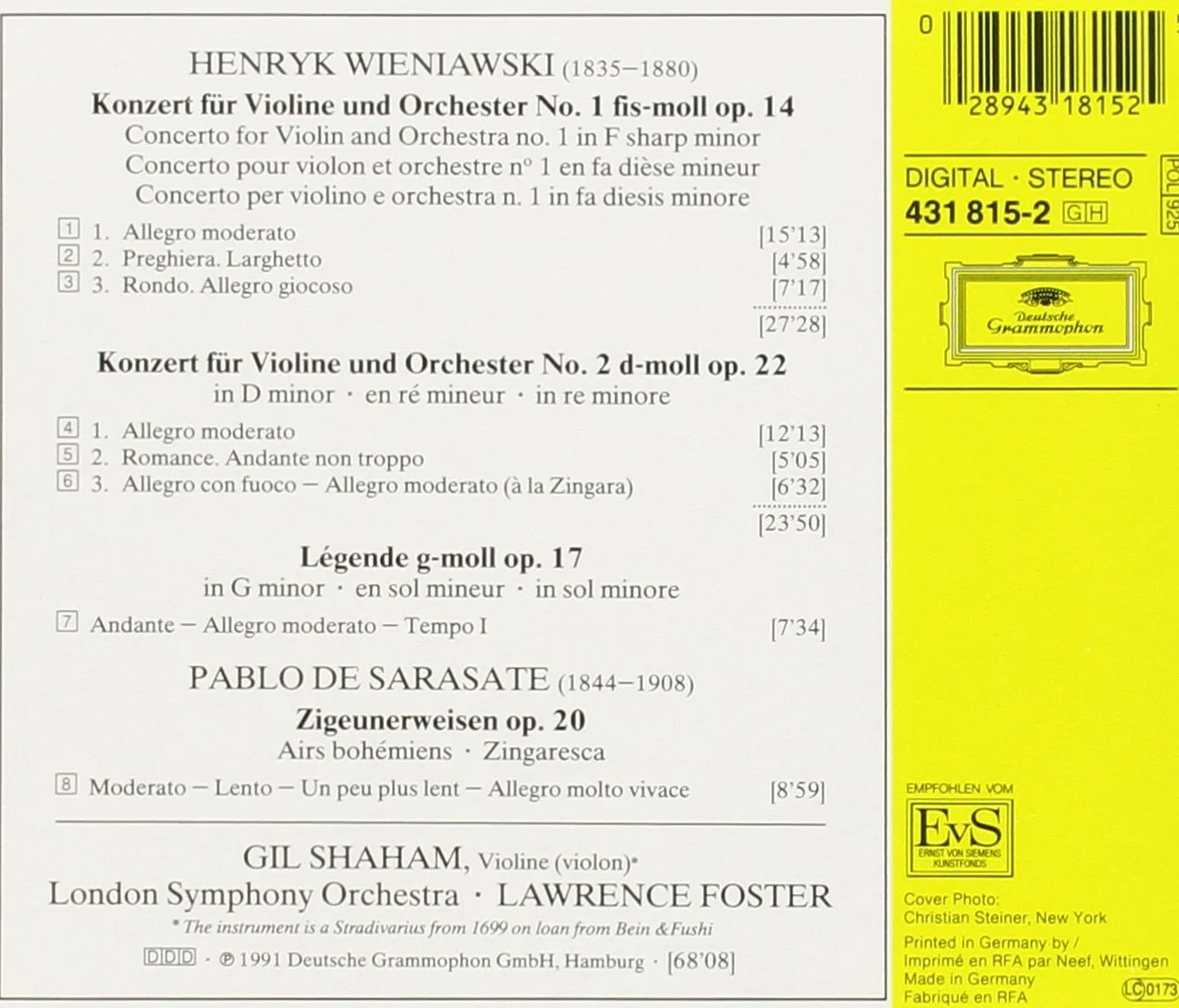 Wieniawski: Violin Concertos Nos.1 & 2