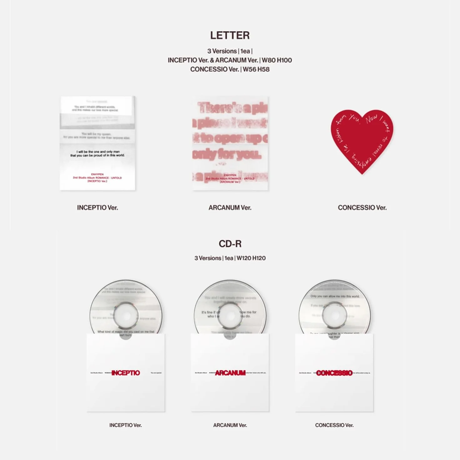 ENHYPEN - 2nd full album [ROMANCE : UNTOLD] (CONCESSIO ver.) Photo Paper RIngs R + 2 Pin Badges + 4 Extra Photocards