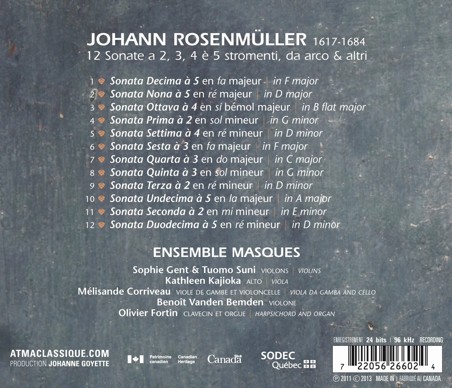 Sonate a 2, 3, 4 e 5 Stromenti, da Arco & Altri - Rosenmüller